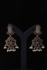 Antique Floral Silver Earrings