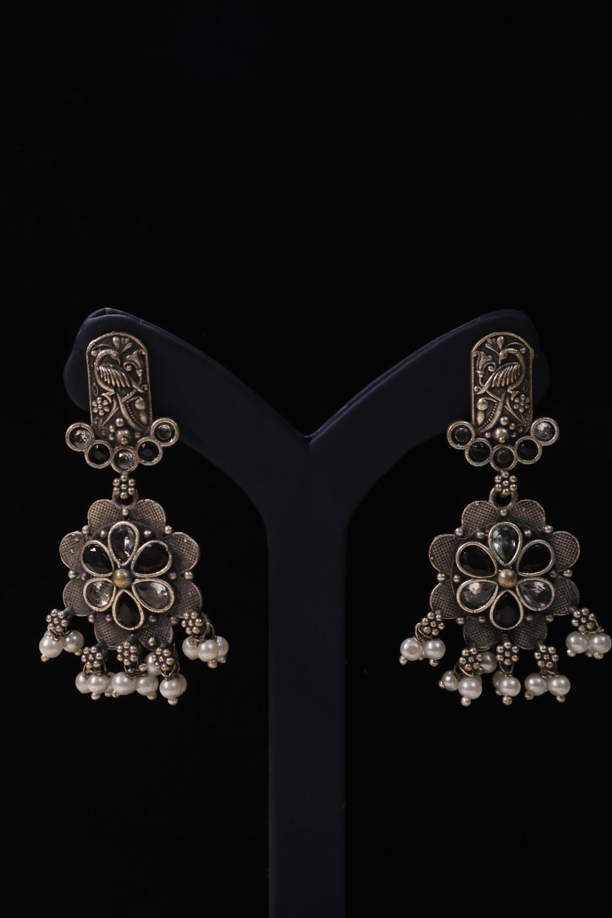 Antique Floral Jhumka Earrings