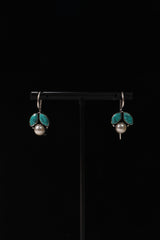 Turquoise Leaf Pearl Drop Earrings