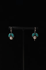 Turquoise Leaf Pearl Drop Earrings