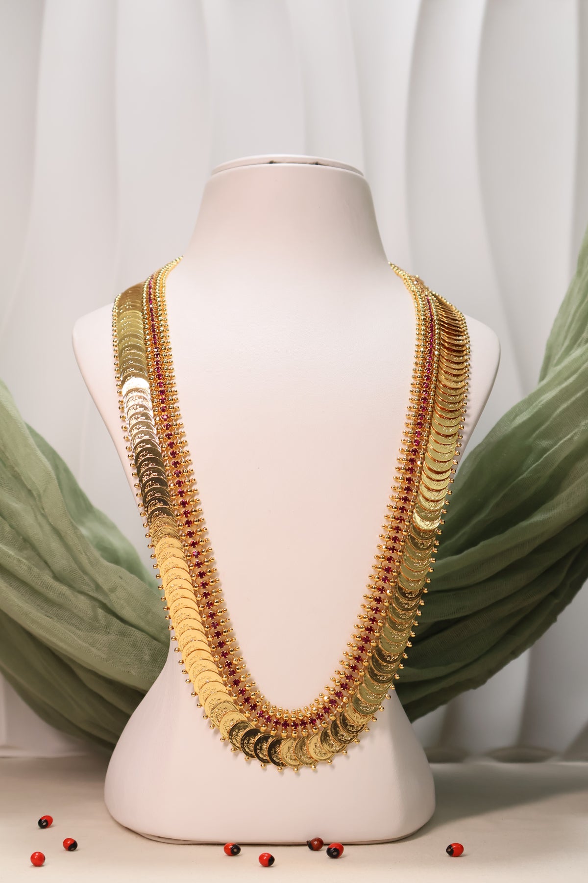 Traditional Gold Temple Coin Long Necklace