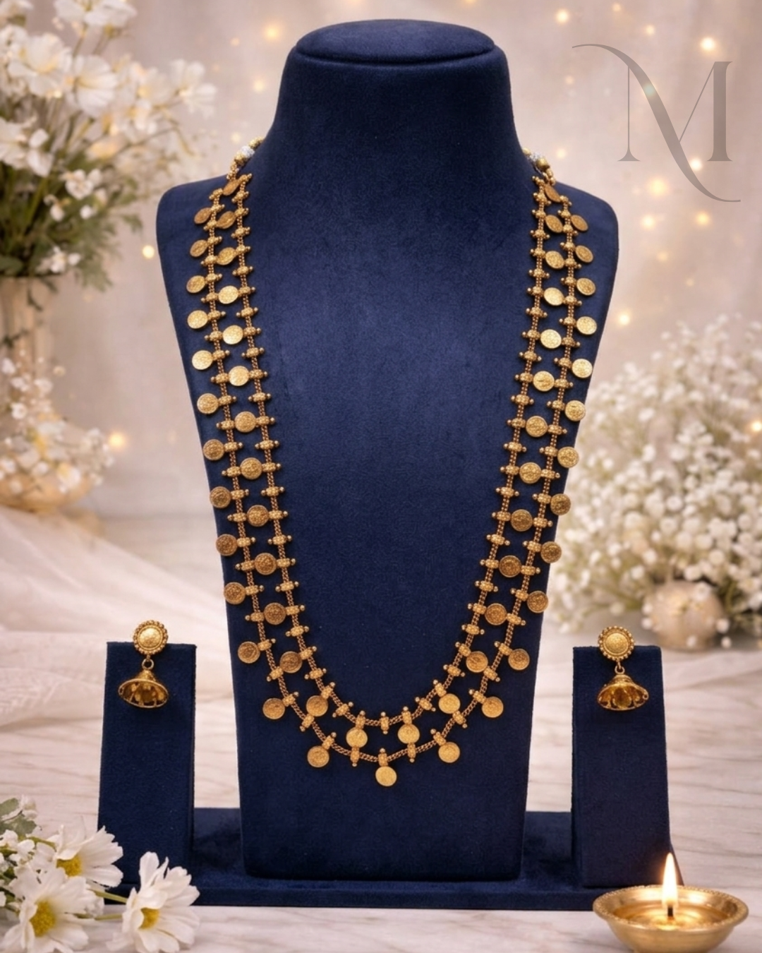 Lakshmi Two Layer Kasu Mala - Antique Finish