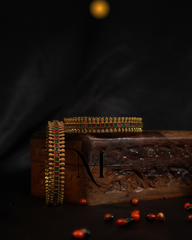 Ruby & Emerald Lattice Gold Bangles