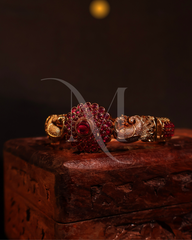 Temple-Inspired Gold Kada with Ruby Stones and Peacock Motifs