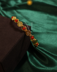 Goddess Lakshmi Coin Bangle – Traditional Gold with Coral Beads