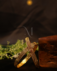 Royal Heritage – Handcrafted Gold Bangles with Gem Accents