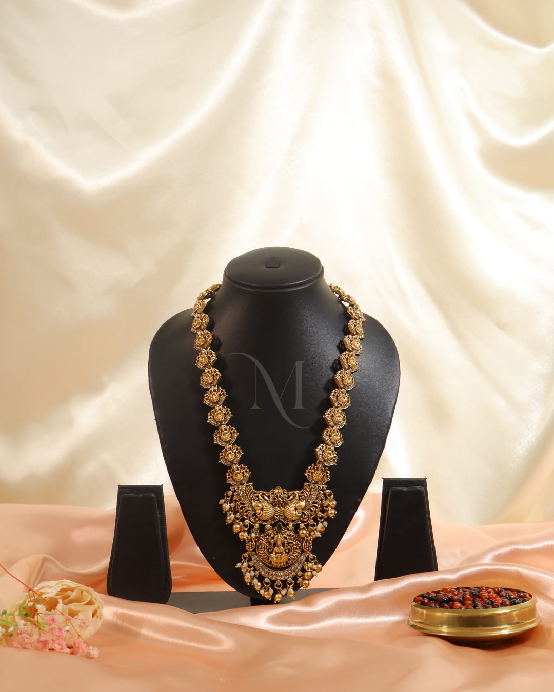 Antique Peacock & Goddess Lakshmi Temple Necklace – Majestic Heritage Piece