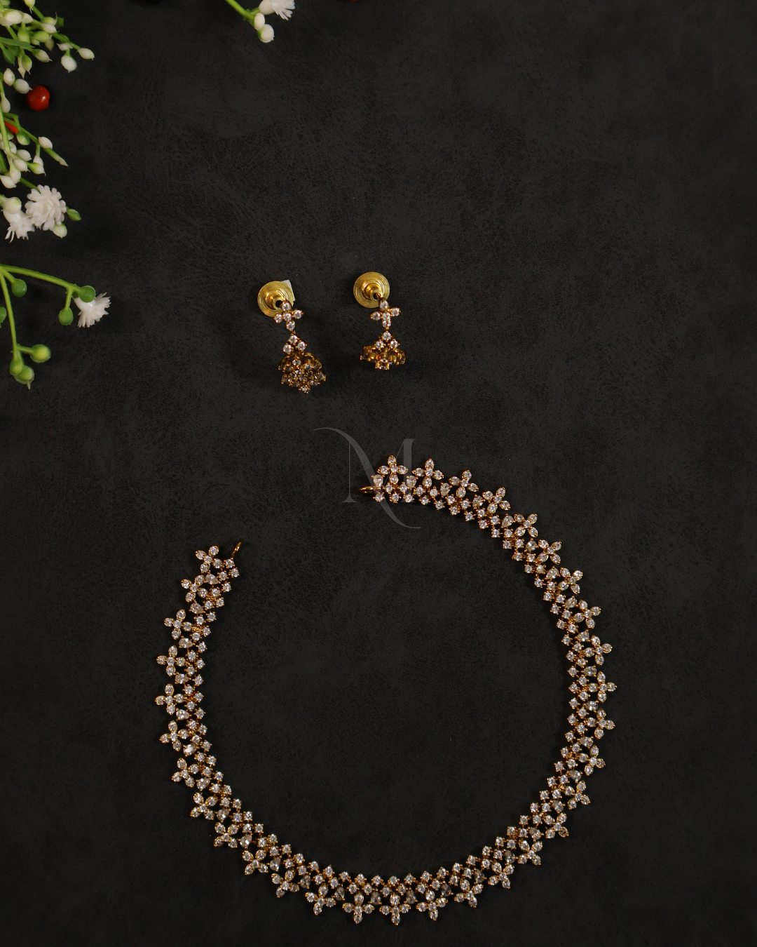 Radiant Cluster Diamond Necklace Set