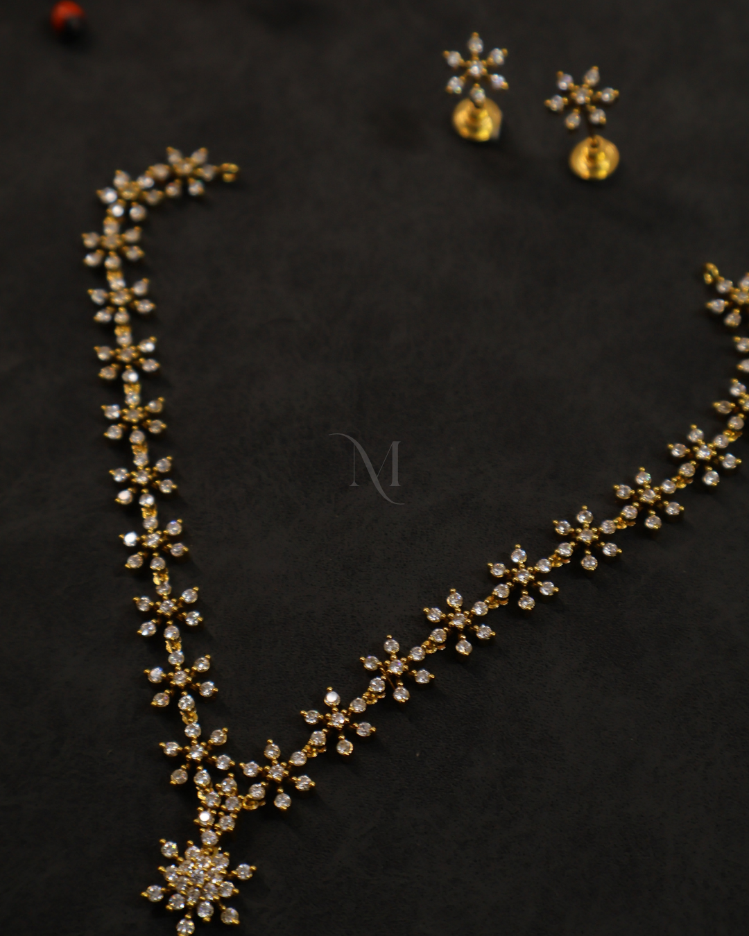 Elegant Floral Diamond Necklace Set