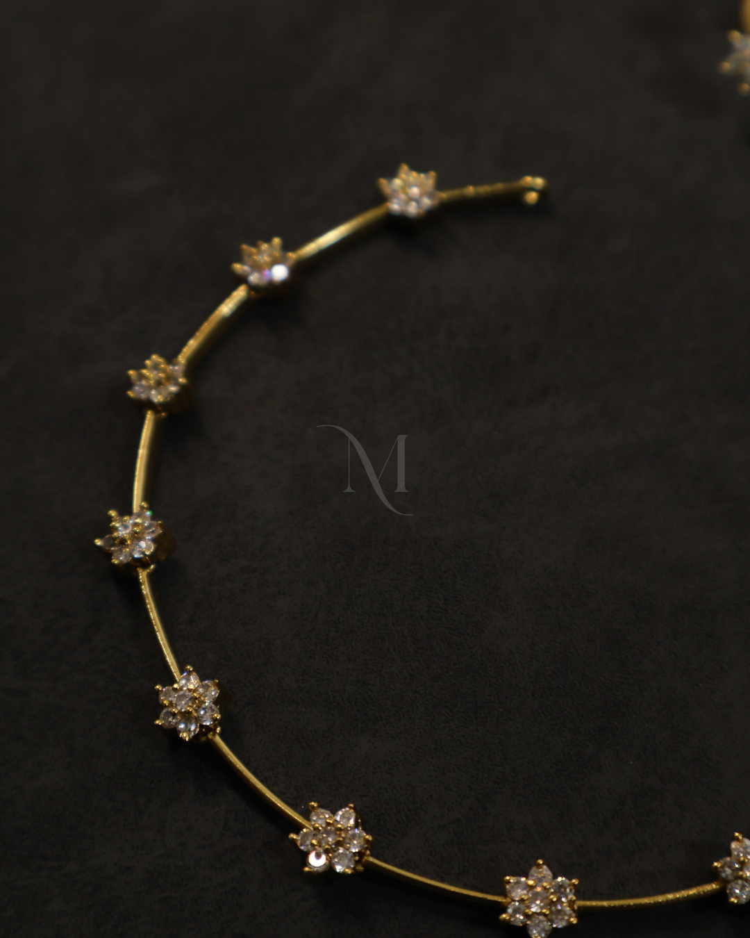Delicate Floral CZ Gold Necklace