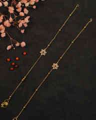 Elegant Floral Gold Anklets with Crystal Detailing