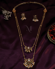 Royal Lotus Dual-Layer Necklace with Pearl Drops