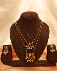 Royal Lotus Dual-Layer Necklace with Pearl Drops