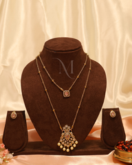 Dual-Layer Rose Quartz Pendant Necklace with Pearl Accents