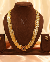 Traditional Gold Coin Necklace with Stud Earrings