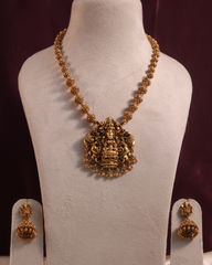 Antique Lakshmi Temple Necklace with Jhumka Earrings