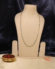 Delicate Gold Chain with Aqua Blue Stone Accents