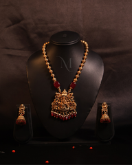 Antique Temple Jewellery Set with Green Bead Detailing
