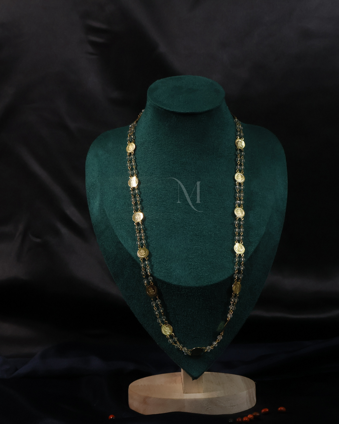 Elegant Dual-Layer Lakshmi Coin Bead Necklace
