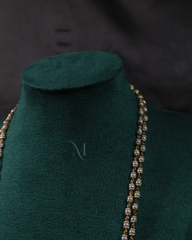 Elegant Dual-Layer Pearl and Gold Bead Necklace