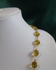 Gold-Plated Green Stone Chain Necklace