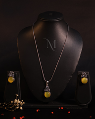 Antique Silver Jewelry Set with Yellow Gemstones