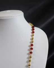 Elegant Red and Gold Bead Chain Necklace