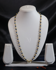 Elegant Blue and Gold Bead Chain Necklace