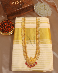 Elegant Gold Leaf Haram with Ruby Accents