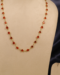 Elegant Red Bead Gold Chain Necklace