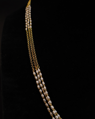 Triple-Layer Pearl Chain with Delicate Gold Links