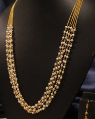 Classic Pearl-Studded Valiya Mala with Matching Earrings