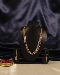 Classic Pearl-Studded Valiya Mala with Matching Earrings