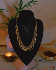 Elegant Gold-Plated Valiya Mala with Dual-Tone Gem Accents