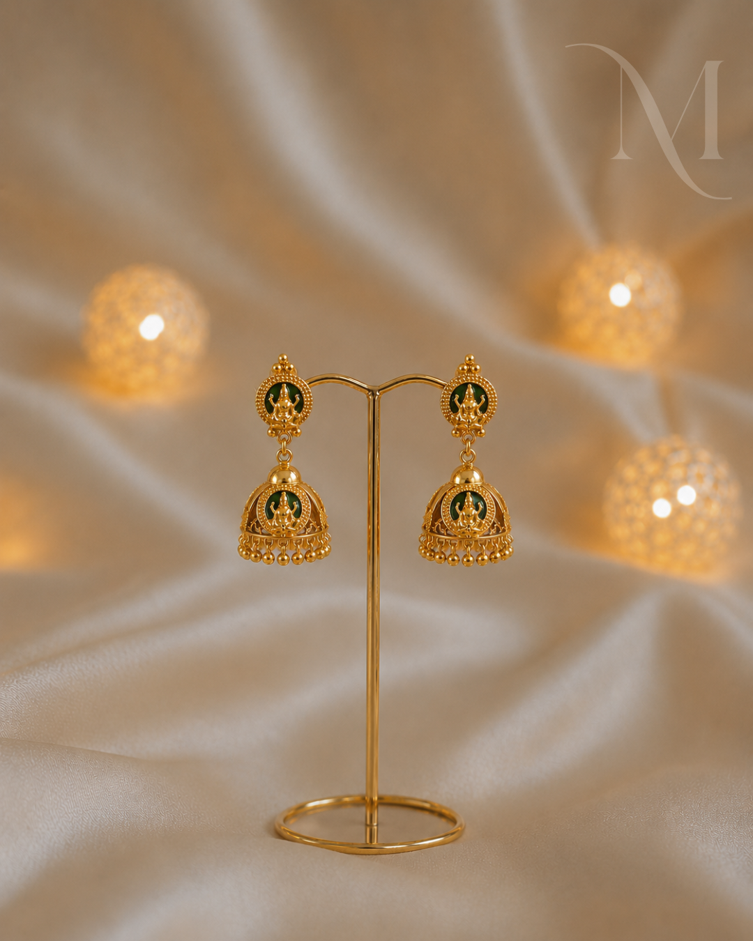 Premium Gold Plated Medium Size Lakshmi Jumka