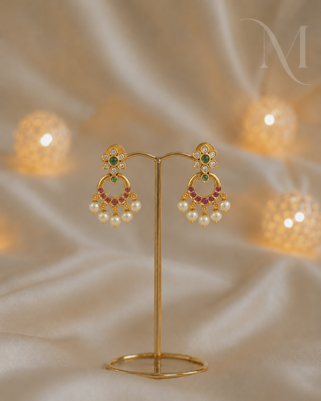 Mini Chandbali Pearl Earrings