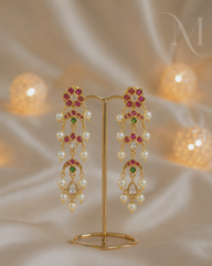 Premium Ruby Pearl Kundan Earrings