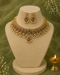  Premium Non Idol Ruby Pearl Choker Set