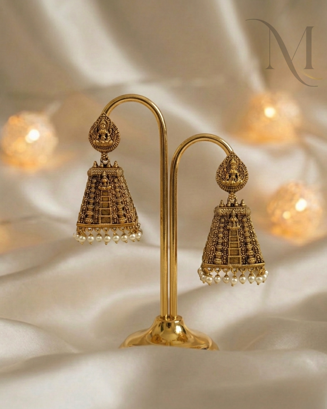 Aadhya Gopuram Antique Jhumka