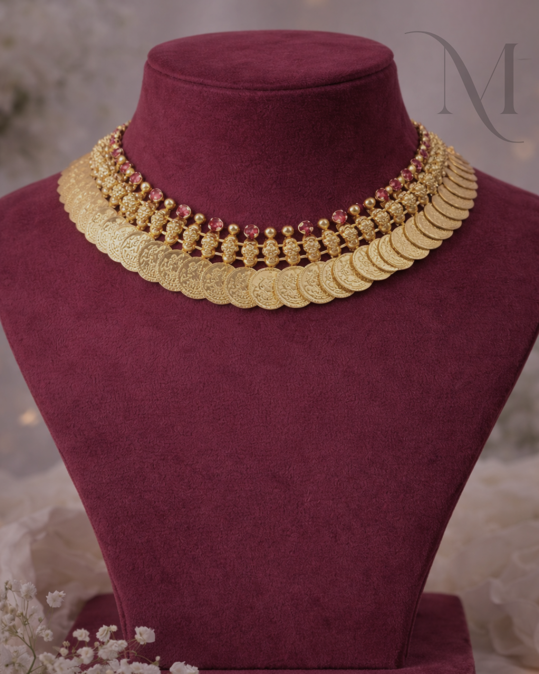 Premium Lakshmi Necklace with Ruby Stones