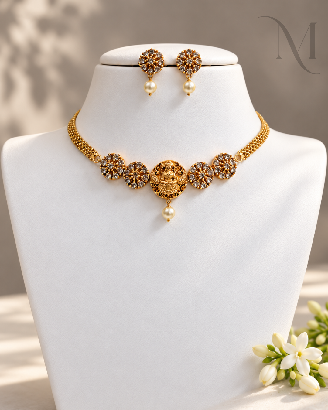 Lakshmi Floral Stone Necklace Set